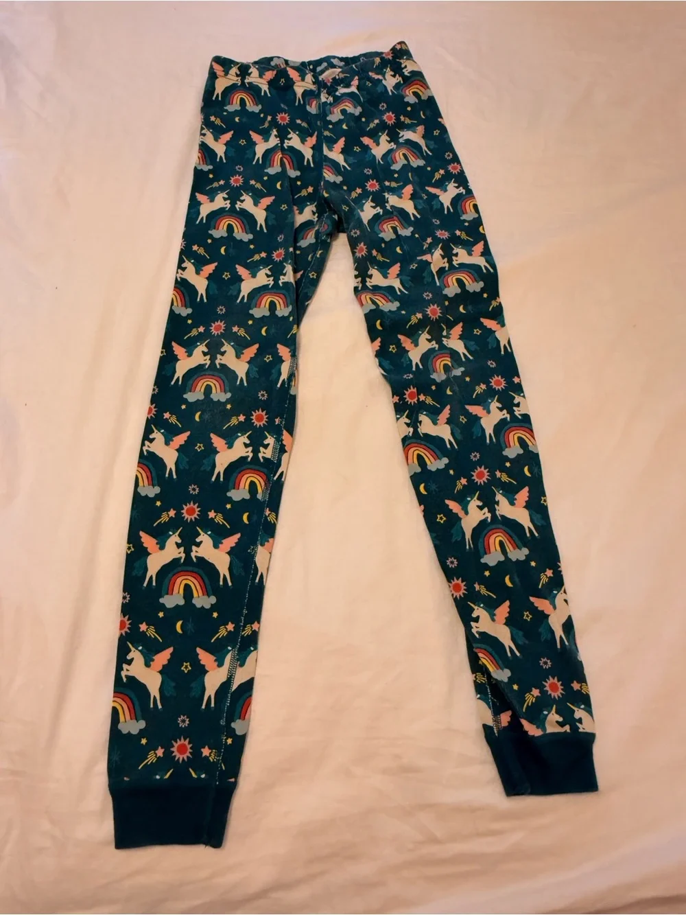 Hanna Andersson Teal Unicorn & Rainbow Pajama Set